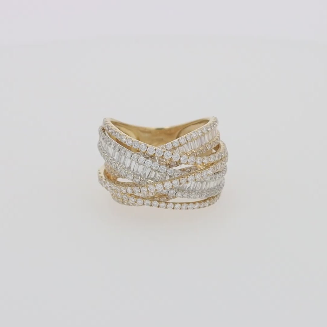 Translation missing: en.Duo 14K White and Yellow Gold Diamond Crossover Ring, 2.75 TCW