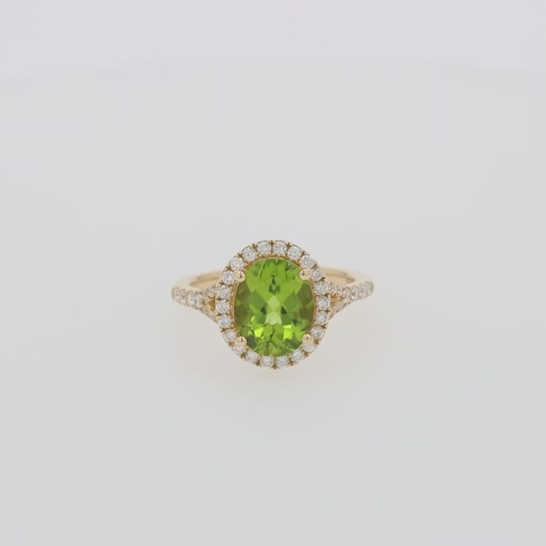 Translation missing: en.14K Yellow Gold Peridot and Diamond Ring