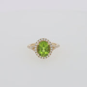14K Yellow Gold Peridot and Diamond Ring