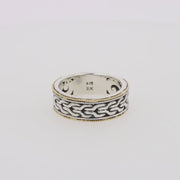 925 Sterling Silver and 18K Yellow Gold Men's Band Ring