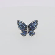 Nature Sterling Silver Blue Sapphire Splash Butterfly Ring, 1.70 TCW