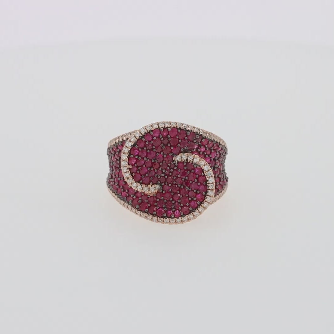 Translation missing: en.Ruby Royal 14K Rose Gold Pave Ruby Cocktail Ring, 2.64 TCW