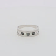 Men's 14K White Gold Black and White Diamond Ring, 0.49 TCW