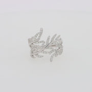 Pave Classica 14K White Gold Diamond Wrapped Leaf Ring, 0.62 TCW