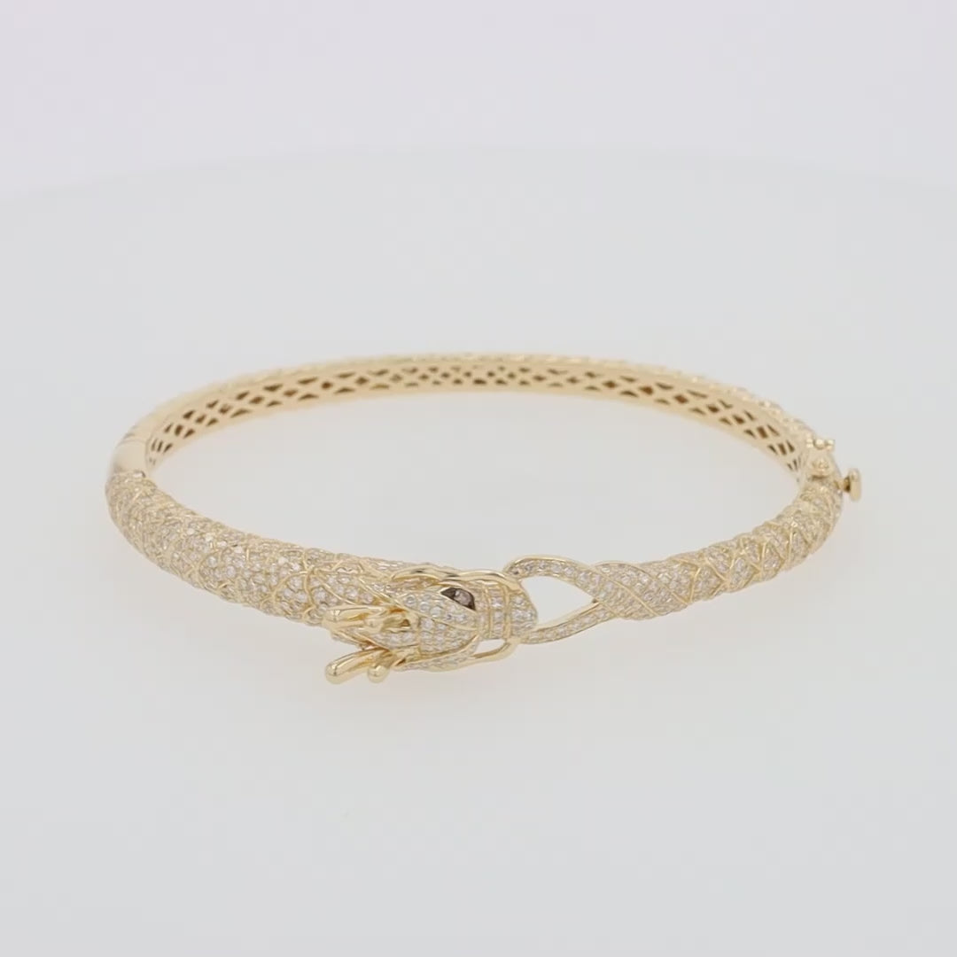 Safari 14K Yellow Gold Diamond Dragon Bangle, 1.83 TCW