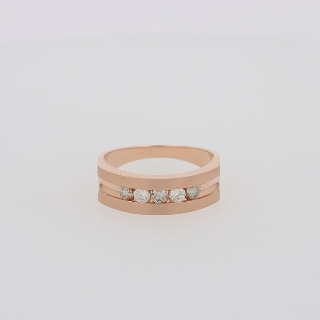 Men's 14K Rose Gold Espresso and White Diamond Ring, 0.49 TCW