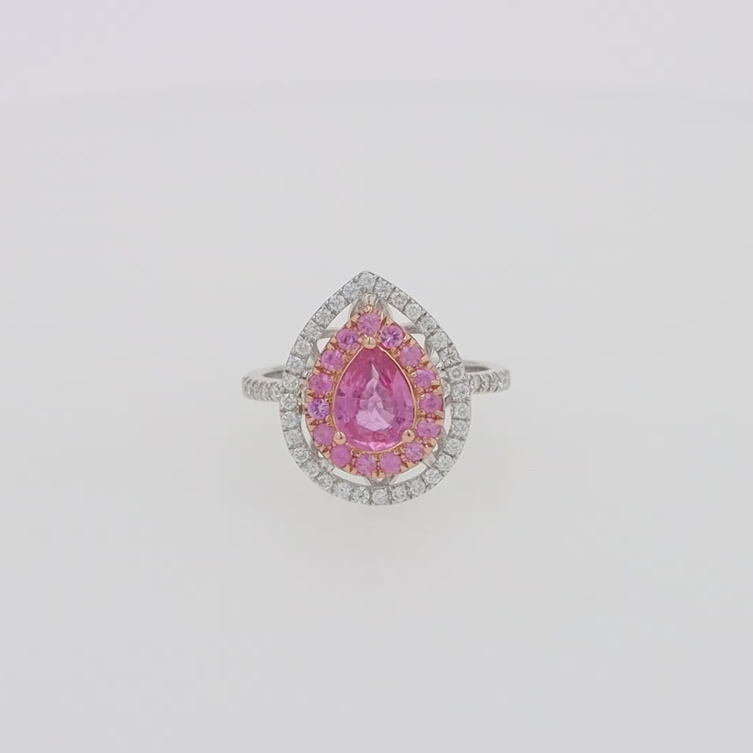 Translation missing: en.14K White Gold Pink Sapphire and Diamond Ring, 1.85 TCW