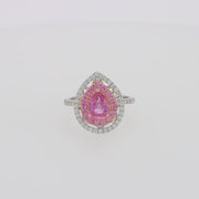 14K White Gold Pink Sapphire and Diamond Ring, 1.85 TCW