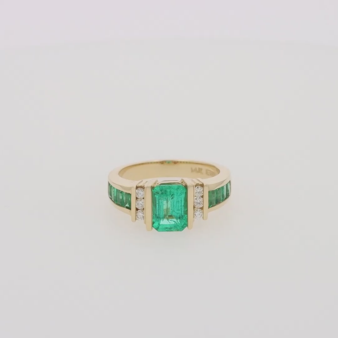 Translation missing: en.Brasilica 14K Yellow Gold Emerald and Diamond Ring, 2.26 TCW