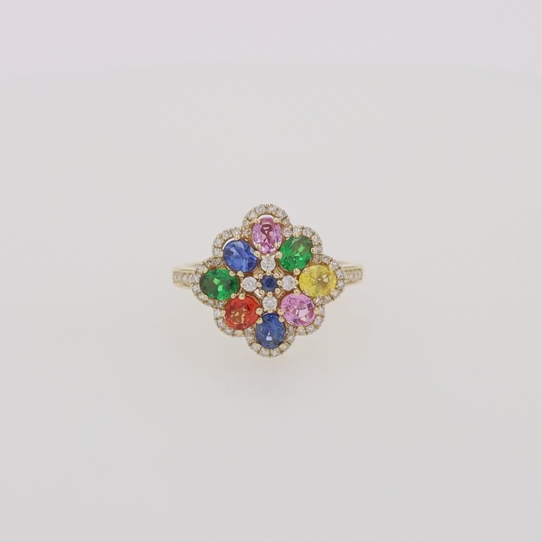 Translation missing: en.Watercolors 14K Gold Multi Sapphire and Diamond Ring, 1.91 TCW