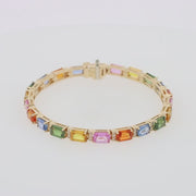 Watercolors 14K Yellow Gold Multi-Sapphire Diamond Bracelet, 14.51 TCW