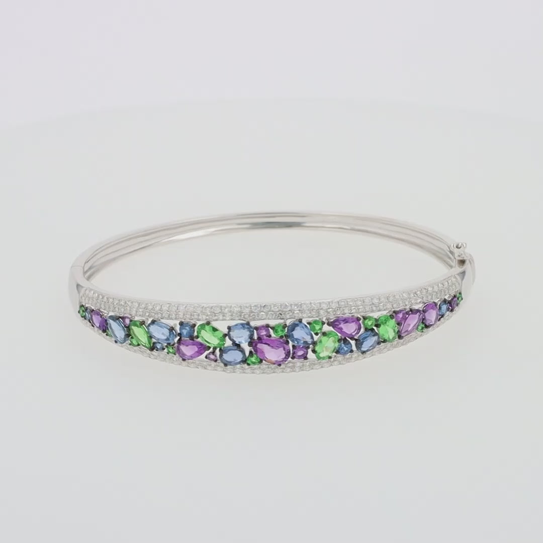 Translation missing: en.Watercolors 14K White Gold Multi Sapphire and Diamond Bangle, 6.25 TCW