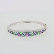 Watercolors 14K White Gold Multi Sapphire and Diamond Bangle, 6.25 TCW