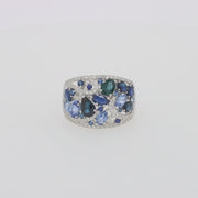 14K White Gold Blue Sapphire and Diamond Ring, 4.01 TCW