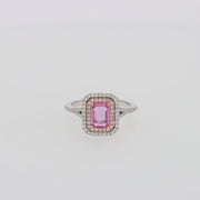 14K Two Tone Gold Pink Sapphire and Diamond Ring, 1.43 TCW