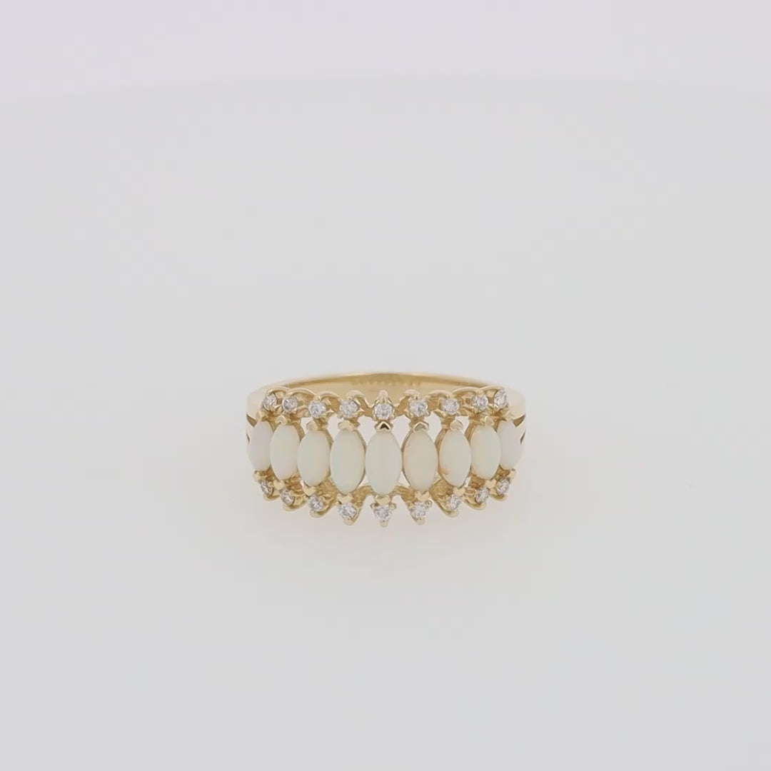 Aurora 14K Yellow Gold Opal and Diamond Ring