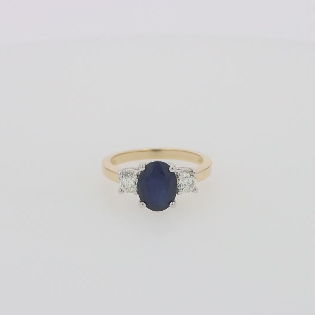 Translation missing: en.Royale Bleu 14K Two Tone Gold Sapphire and Diamond Ring, 2.39 TCW