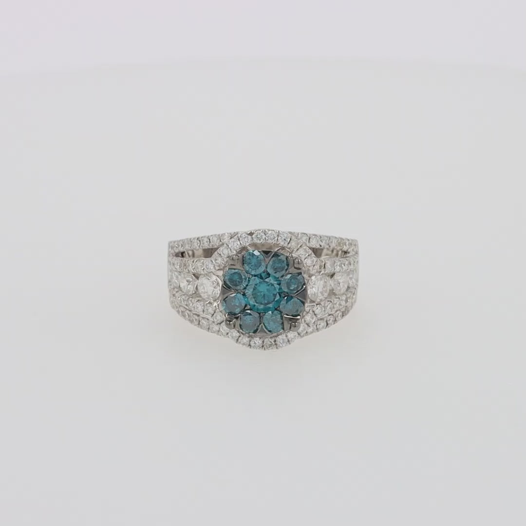 Translation missing: en.Bella Bleu 14K White Gold Blue and White Diamond Ring, 2.16 TCW