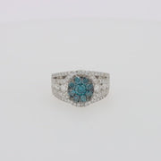 Bella Bleu 14K White Gold Blue and White Diamond Ring, 2.16 TCW