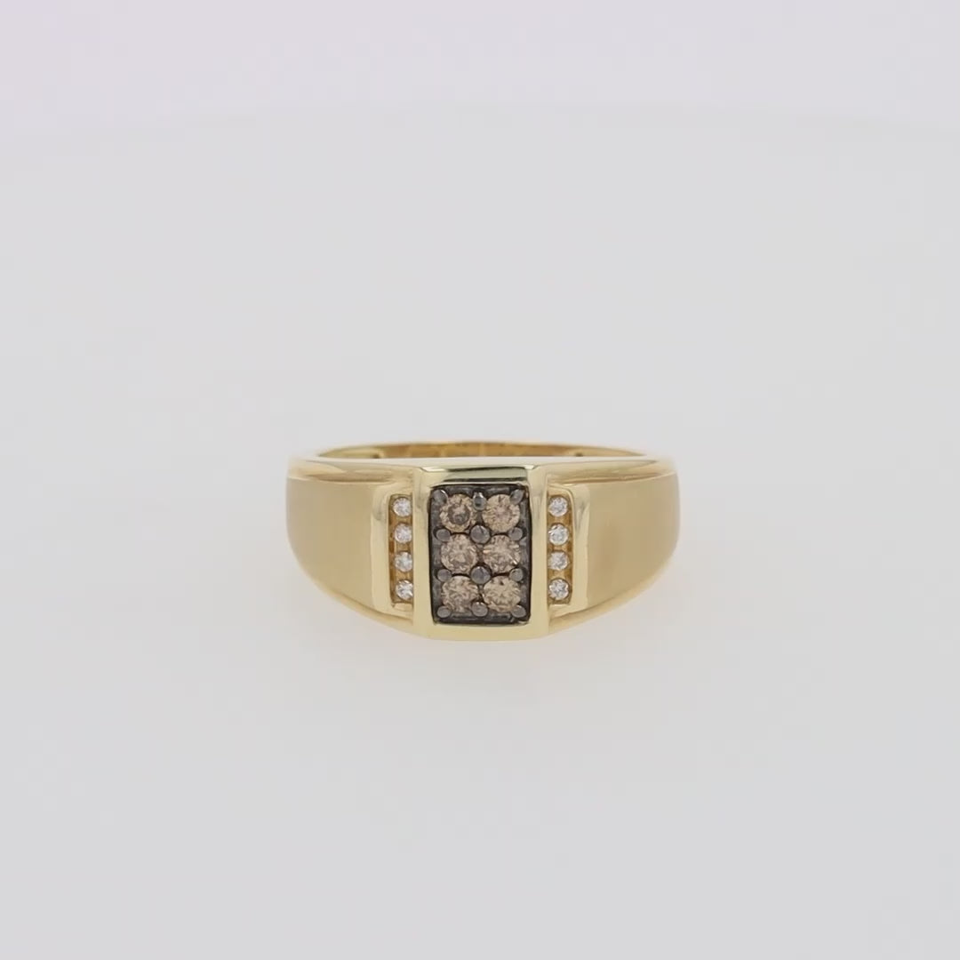 Translation missing: en.Men's 14K Yellow Gold Espresso and White Diamond Ring, 0.32 TCW