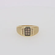 Men's 14K Yellow Gold Espresso and White Diamond Ring, 0.32 TCW