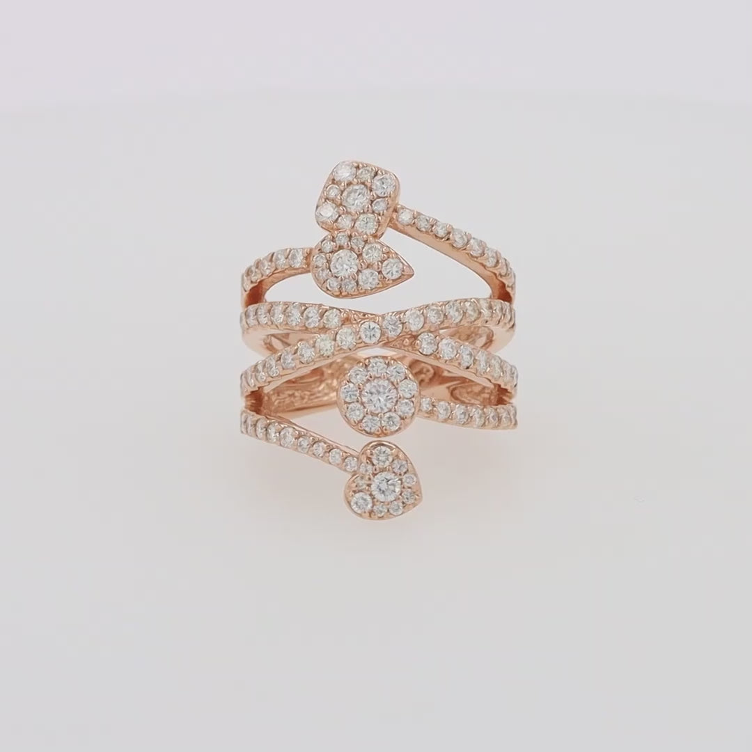 14K Rose Gold Diamond Crossover Ring