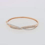 14K Two Tone Gold Espresso and White Diamond Crossover Bangle, 2.00 TCW