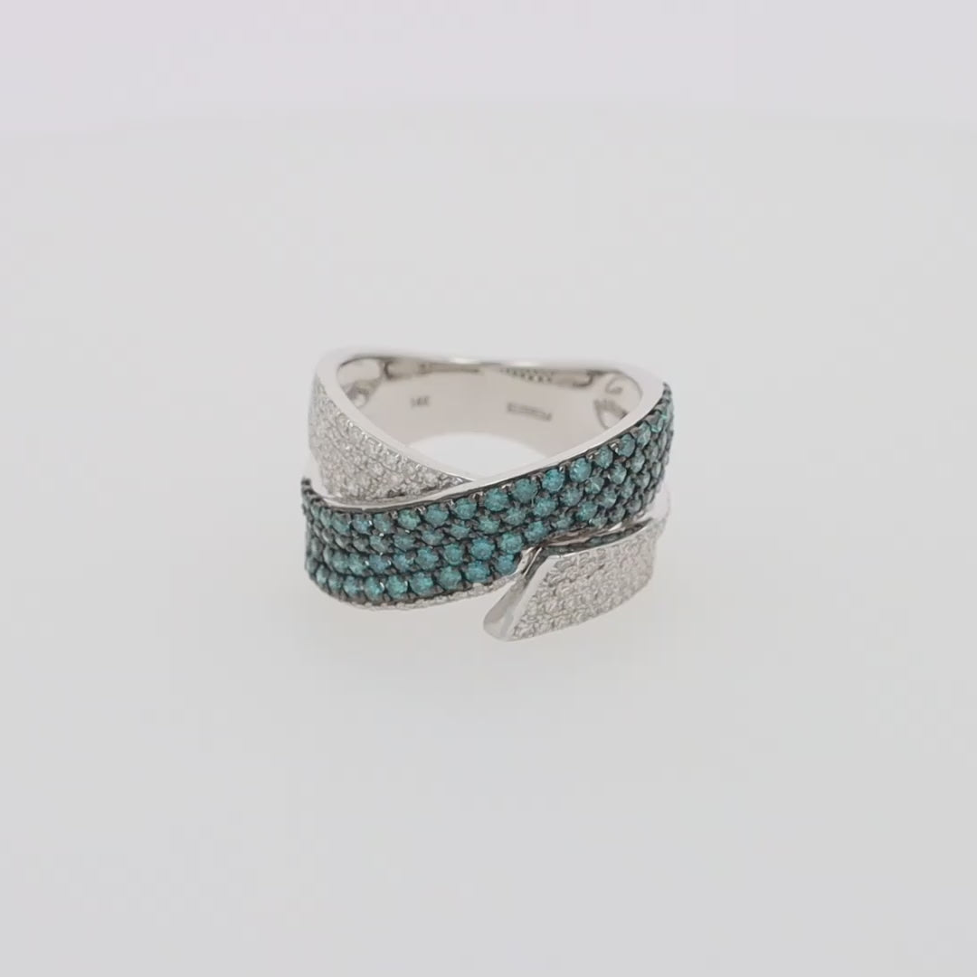 Bella Bleu 14K White Gold Blue and White Diamond Ring, 1.36 TCW