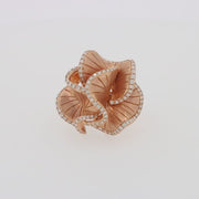 Pave Rose 14K Rose Gold Diamond Flower Ring, 0.90 TCW