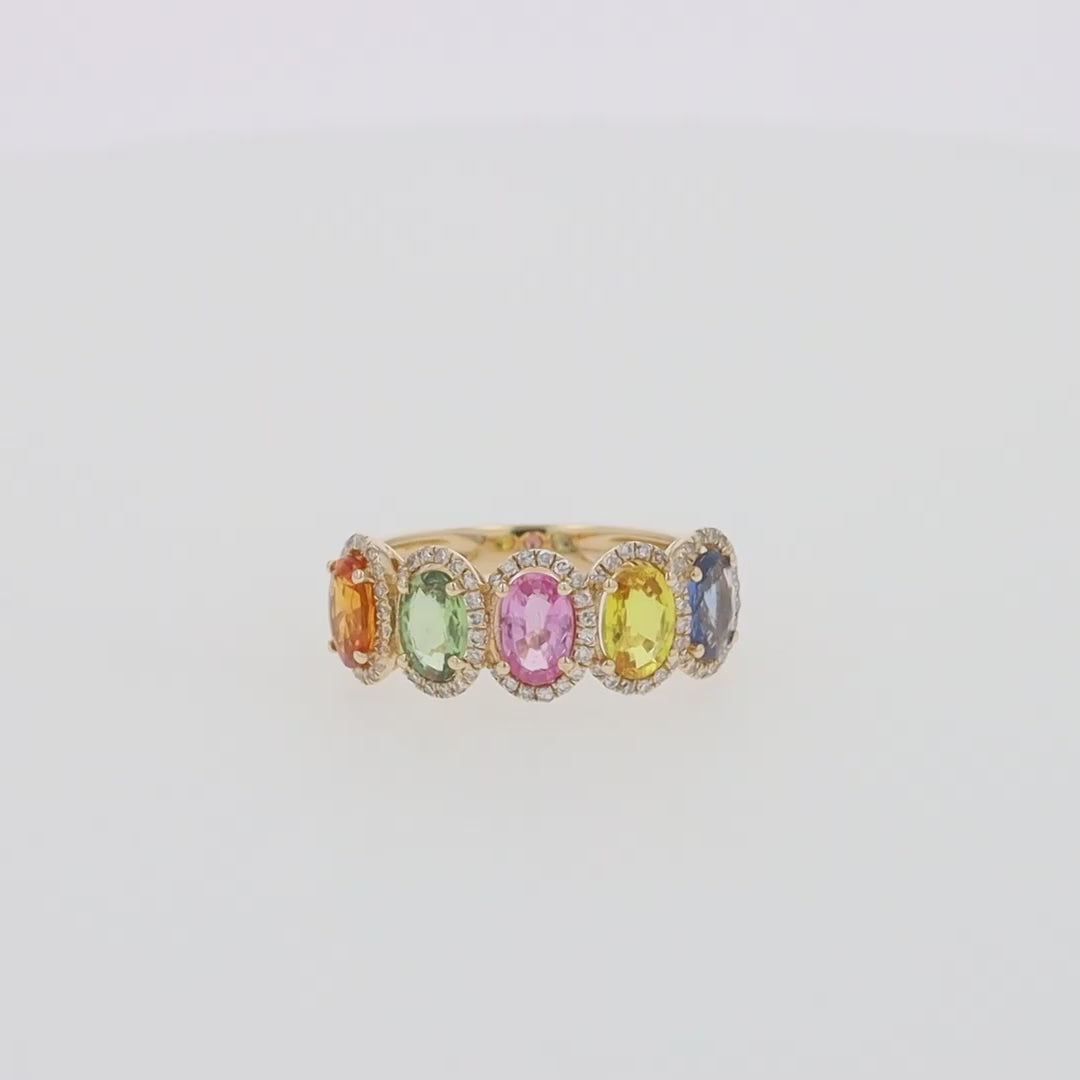 Translation missing: en.Watercolors 14K Yellow Gold Multi-Sapphire Diamond Ring, 2.81 TCW