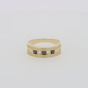 Mens 14K Yellow Gold Black and White Diamond Ring, 0.49 TCW