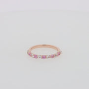 14K Rose Gold Pink and White Sapphire Band Ring, 0.94 TCW