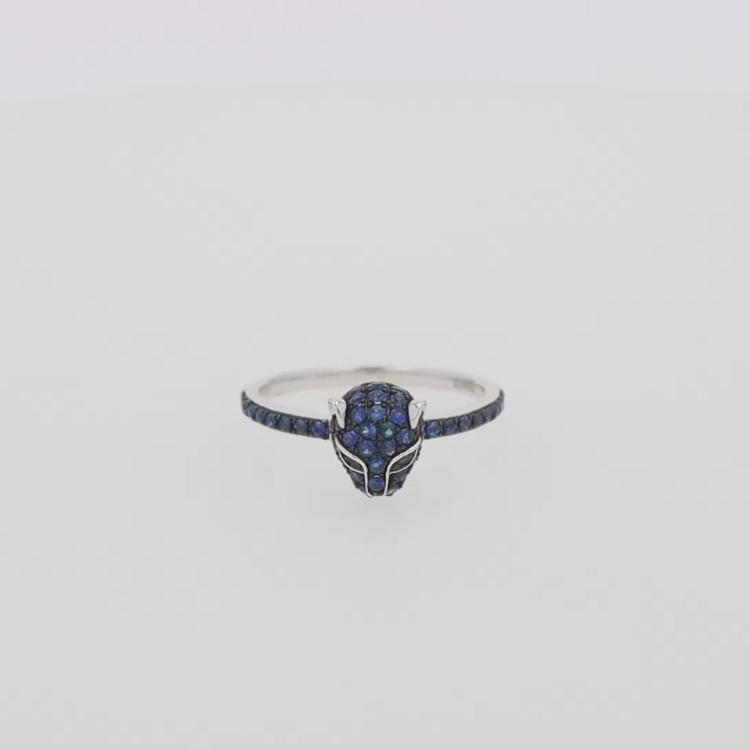 Translation missing: en.Signature 14K White Gold Sapphire and Diamond Panther Ring, 0.59 TCW