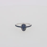 Signature 14K White Gold Sapphire and Diamond Panther Ring, 0.59 TCW