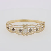 14K Yellow Gold Diamond Filigree Bangle, 2.03 TCW