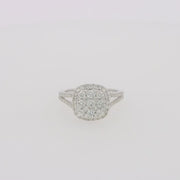 Pave Classica 14K White Gold Square Diamond Ring 0.97 TCW