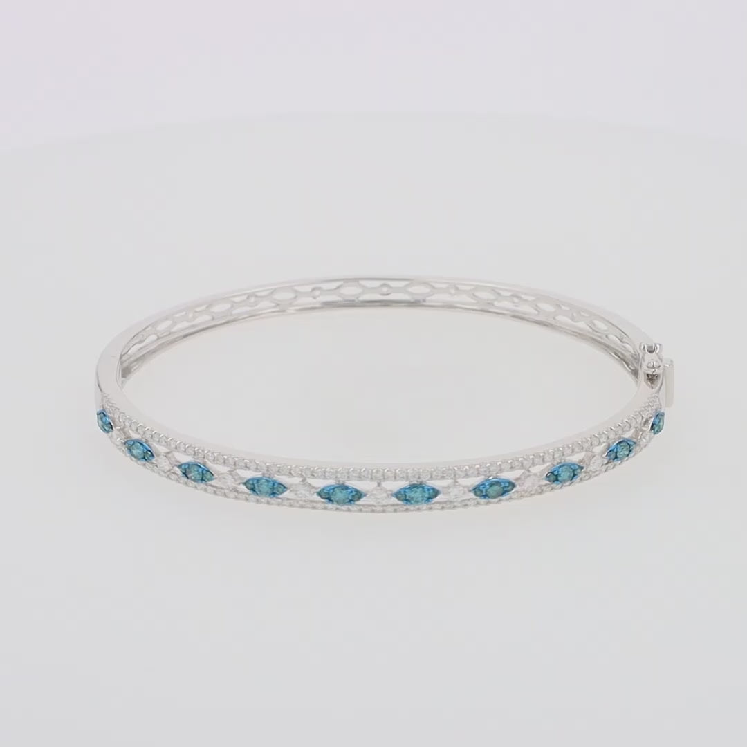 Translation missing: en.Bella Bleu 14K White Gold Blue and White Diamond Bangle, 1.27 TCW