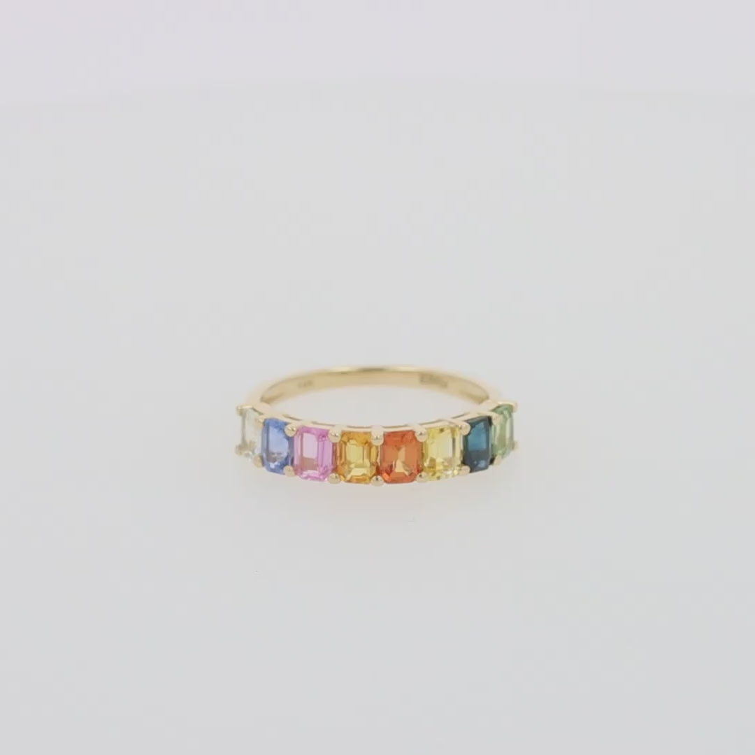Translation missing: en.Watercolors 14K Yellow Gold Multi-Sapphire Band Ring, 2.06 TCW