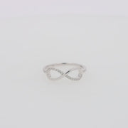 Novelty 14K White Gold Diamond Infinity Ring, 0.06 TCW