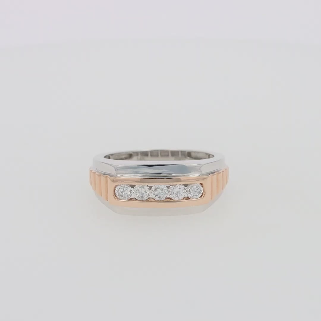 Men's 14K White and Rose Gold Diamond Ring, 0.49 TCW
