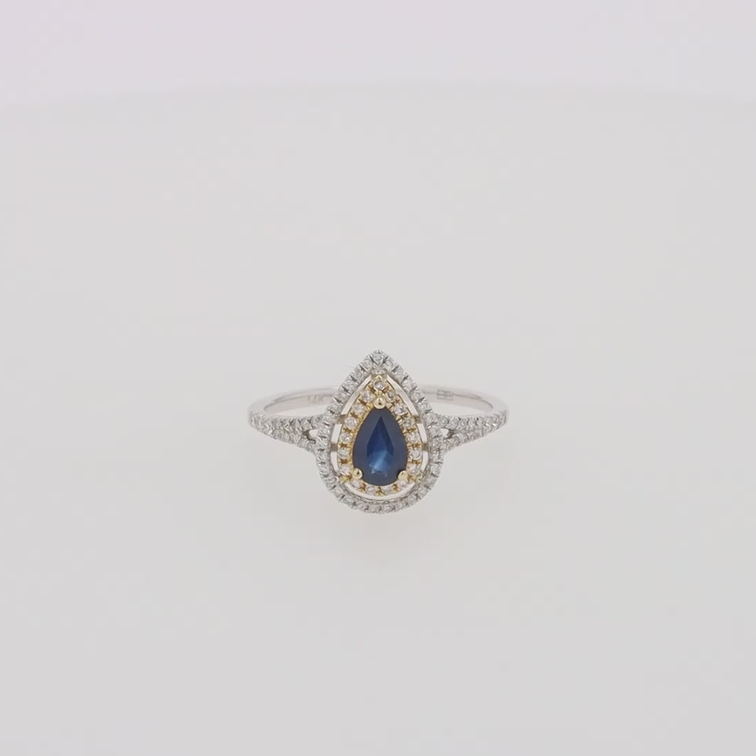 Translation missing: en.Royale Bleu 14K Two Tone Gold Sapphire and Diamond Ring, 0.77 TCW