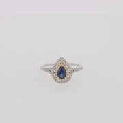 Royale Bleu 14K Two Tone Gold Sapphire and Diamond Ring, 0.77 TCW
