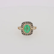 Brasilica 14K Yellow Gold Emerald, Espresso & White Diamond Ring, 1.70 TCW