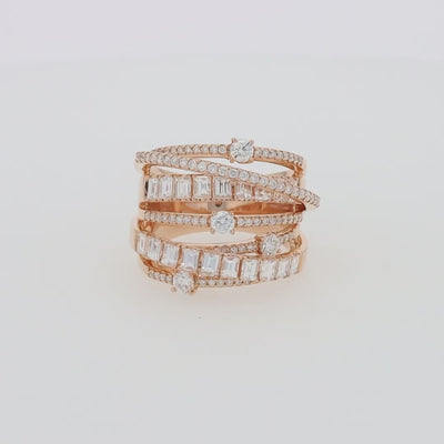 Effy Pave Rose 14K Rose Gold Diamond Crossover Ring | effyjewelry.com