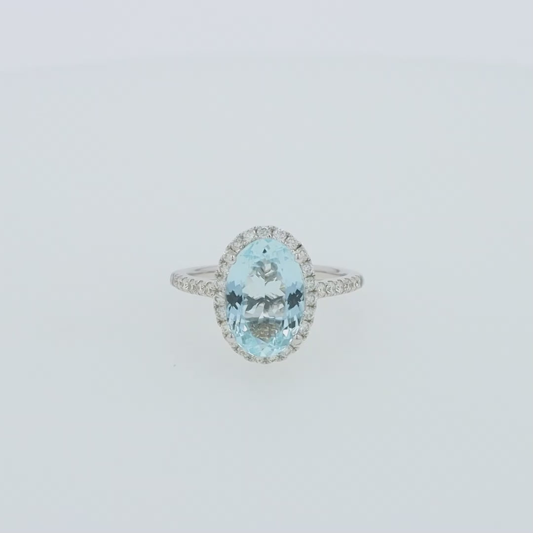 Translation missing: en.Aquarius 14K White Gold Aquamarine and Diamond Ring, 3.45 TCW