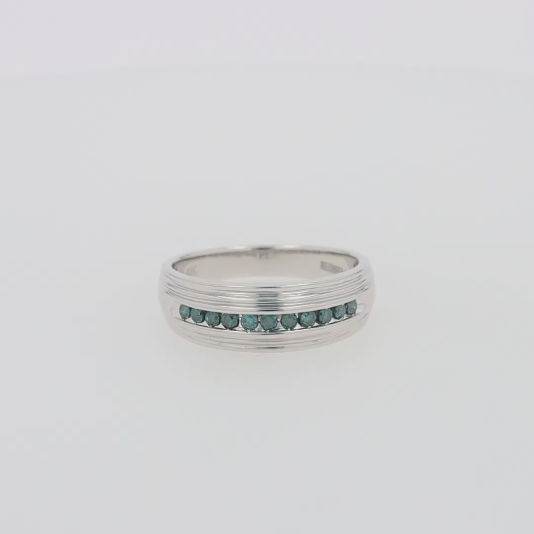 Translation missing: en.Men's 14K White Gold Blue Diamond Ring, 0.24 TCW
