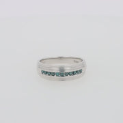 Men's 14K White Gold Blue Diamond Ring, 0.24 TCW