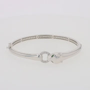 Signature Sterling Silver Diamond and Tsavorite Panther Bangle, 0.10TCW