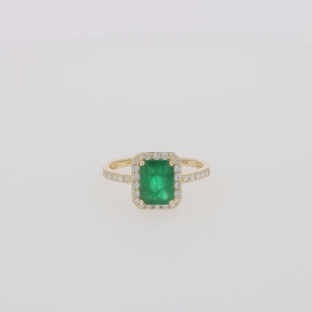 Translation missing: en.Brasilica 14K Yellow Gold Emerald and Diamond Ring, 1.69 TCW