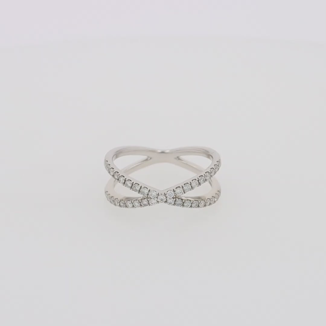 Translation missing: en.Pave Classica 14K White Gold Diamond Criss Cross Ring, 0.40 TCW
